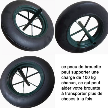 Pneu pneus en caoutchouc 15x3 pouces pneus pour brouettes et roue solide roue à poudre en caoutchouc epaissi et résistant à l'usure